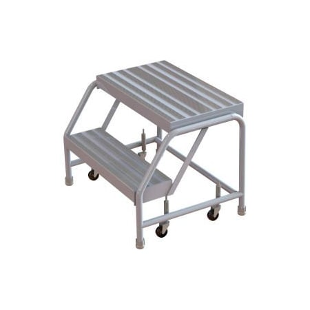 Tri Arc Manufacturing 2 Step Aluminum Rolling Ladder, 24" W Ribbed Step, W/O Handrails - WLAR002244 WLAR002244